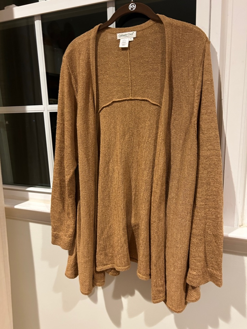Coldwater Creek Open-Front Cardigan in Warm Camel Brown